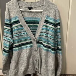 Talbots Gray with Aqua Sweater 1X. Great with aqua turtleneck!